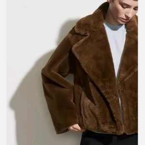 Vince Walnut Brown Faux Fur Short Coat